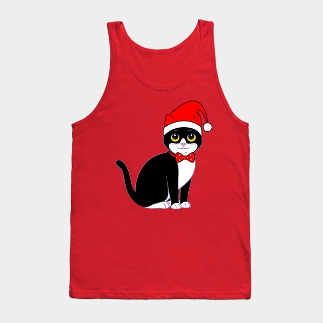 Tuxedo Cat in Bowtie at Christmas Tank Top by PenguinCornerStore